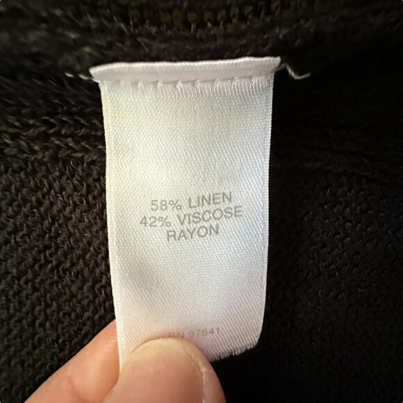 J.Jill ~ Linen Blend ~ Black open front long sleeveless cardigan ~ size XS - Picture 10 of 12